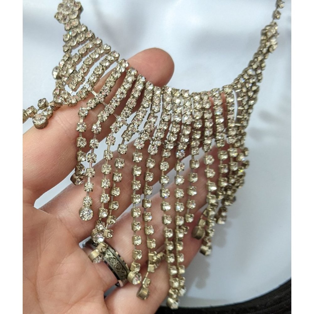 Long Rhinestone Cascade Necklace - image 3